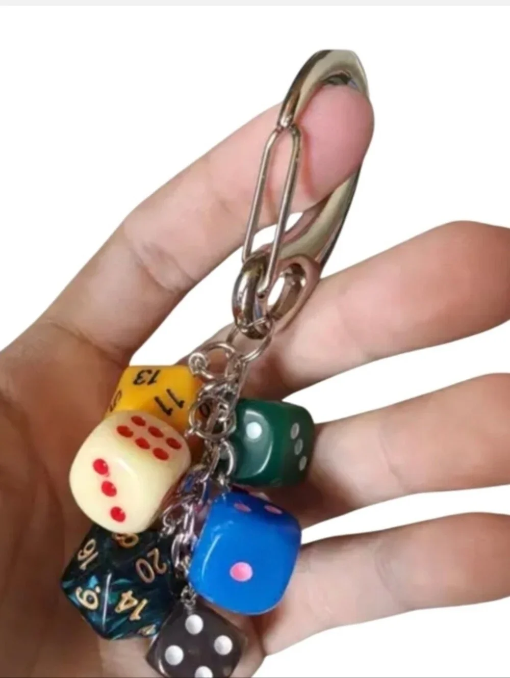 Multi-Die Keychain Charm - Colorful Dice Key & Card Holder